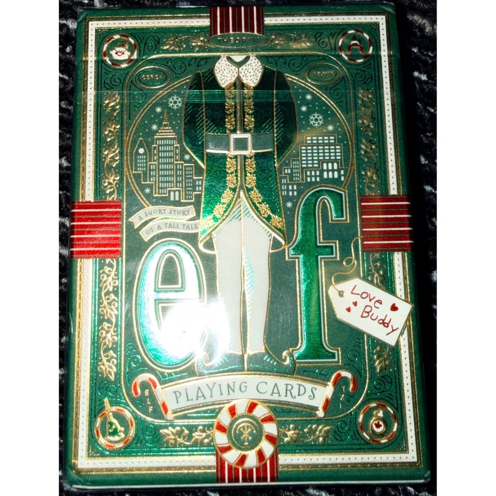 Theory11 Elf Playing Cards Unisex OS Green New Movie Holiday Gold Foil Deck
